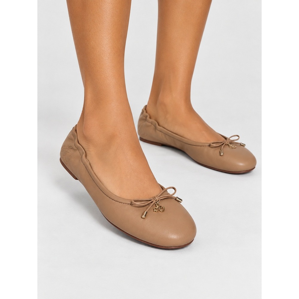 Sam Edelman Felicia Beige Leather Shearling Lined Ballet Flats Size 8.5